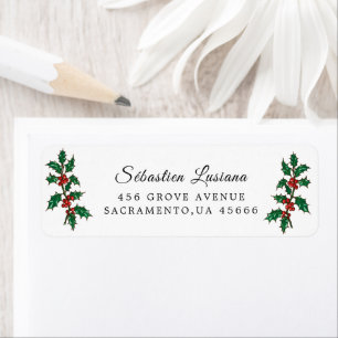 Holly Berry Christmas Holiday Return Address Return Address Label