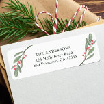 Holly Berry Christmas Holiday Return Address Return Address Label<br><div class="desc">Send holiday cheer to your family and friends. This design features watercolor holly berries and mistletoe branches. Matching items are also available.</div>