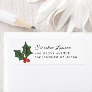 Holly Berry Christmas Holiday Return Address Return Address Label