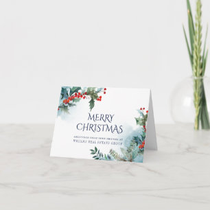 Holly Berry Christmas Mistletoe Corporate Greeting Holiday Card