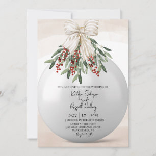 Holly Berry Christmas Ornament Wedding Invitation