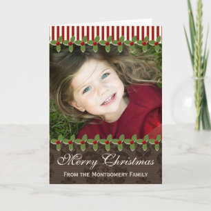Holly Berry Christmas Photo Greeting Card