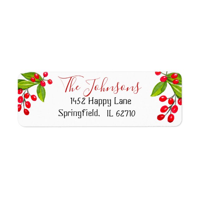 Holly berry Christmas Return Address Label (Front)