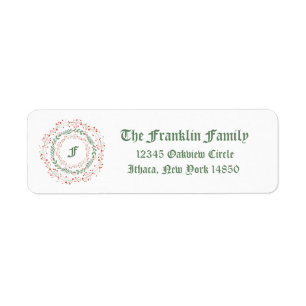 Holly Berry Christmas  Return Address Label