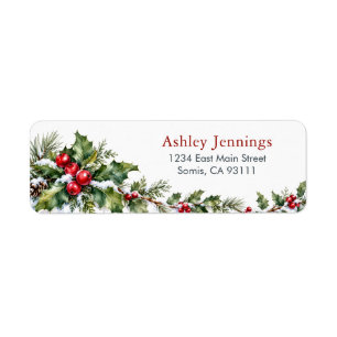 Holly Berry Christmas Return Address Labels