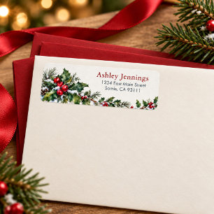 Holly Berry Christmas Return Address Labels