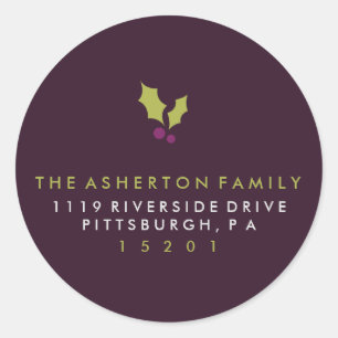 Holly berry Christmas return address sticker