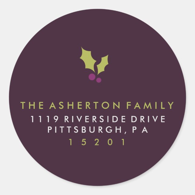 Holly berry Christmas return address sticker (Front)