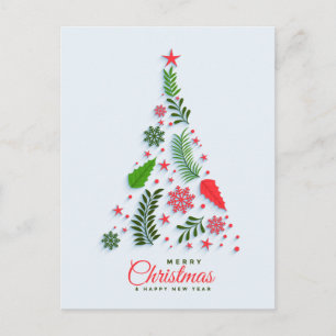 Holly Berry Christmas Tree Corporate Greeting Holiday Postcard