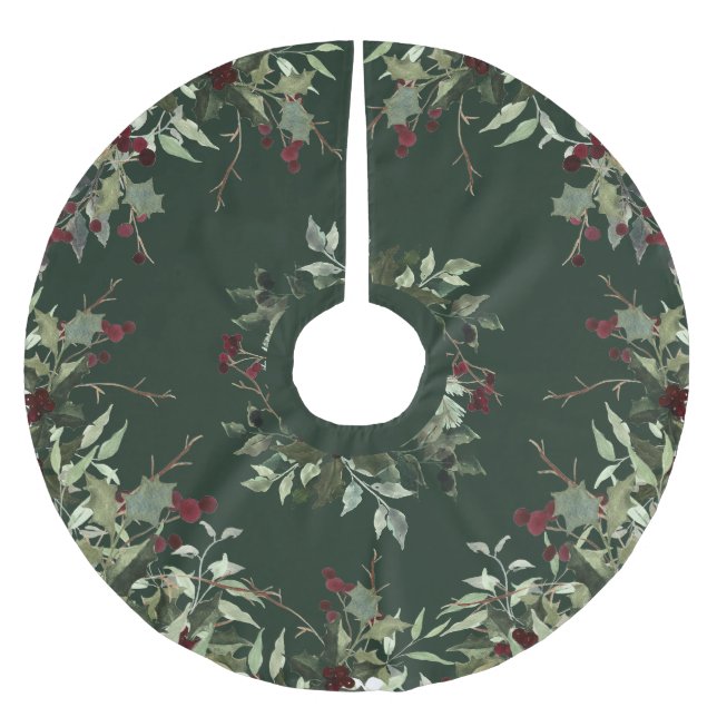 Holly Berry Christmas Whimsy Tree Skirt (Front)