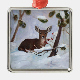 Holly Berry Deer Ornament