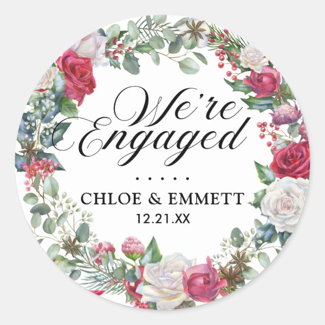 Holly Berry Engagement Party Envelope Seal (Front)