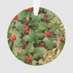 Holly Berry Greenery Christmas Holiday Vintage Ornament