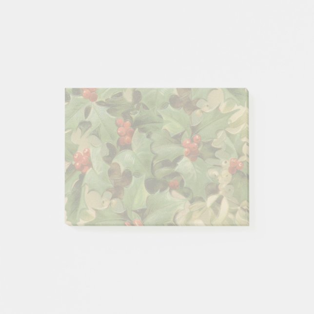 Holly Berry Greenery Christmas Holiday Vintage Post-it Notes (Front)