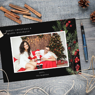 Holly Berry H Photo Holiday or Christmas - Black