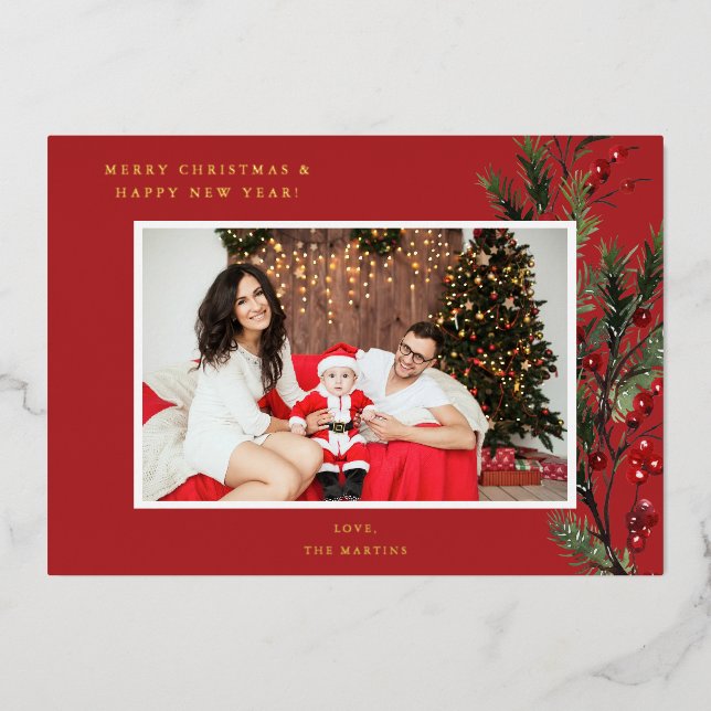 Holly Berry H Photo Holiday or Christmas - Red (Front)