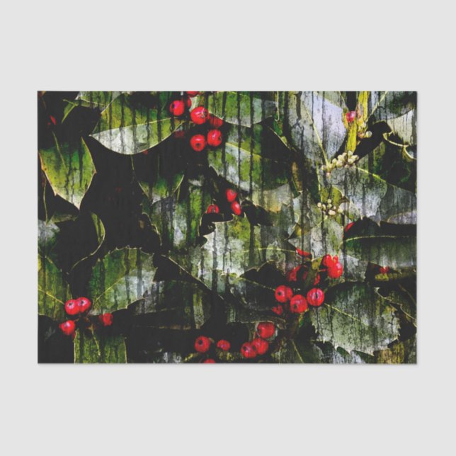 Holly Berry Horizontal Tissue Paper (Front)