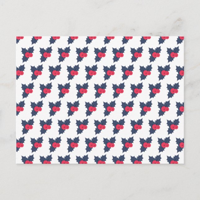 Holly Berry Merry Christmas Holiday Winter Xmas Postcard (Front)