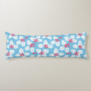 Holly berry on blue body cushion