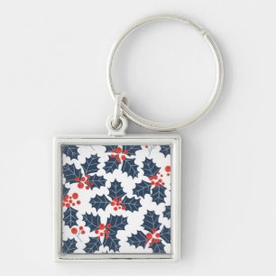 Holly berry on white key ring
