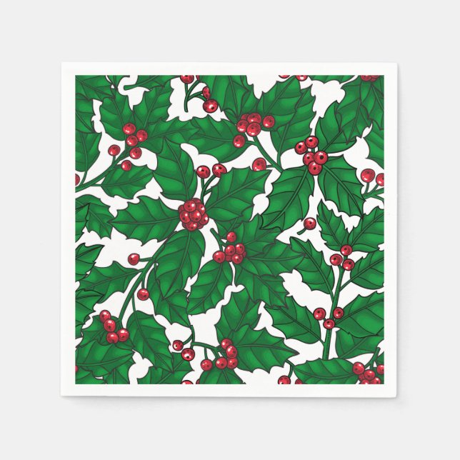 Holly berry on white napkin (Front)