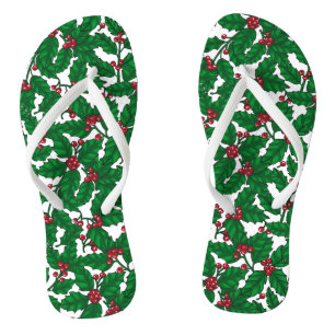 Holly berry on white thongs