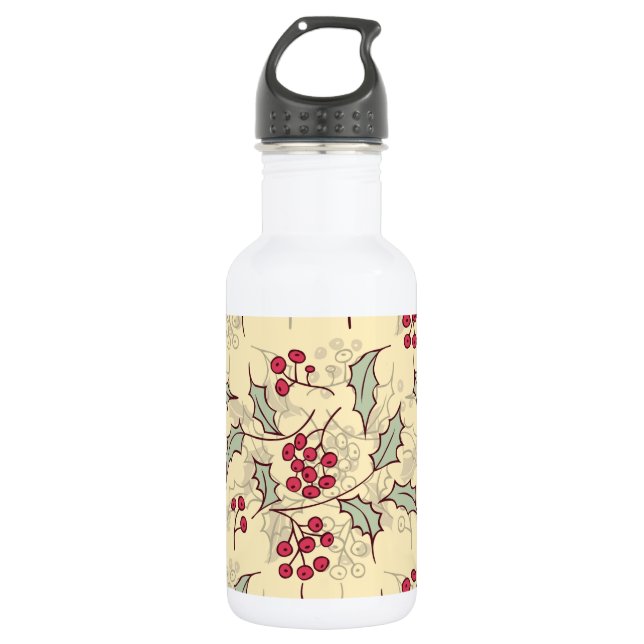 Holly berry pattern design 532 ml water bottle (Front)