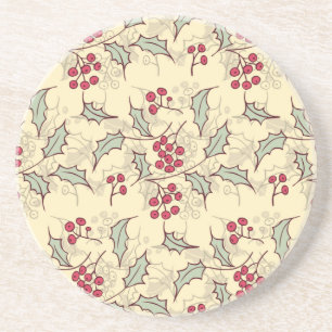 Holly berry pattern design coaster