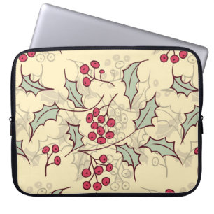 Holly berry pattern design laptop sleeve