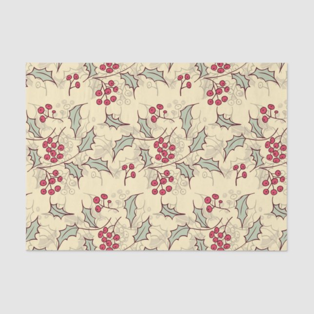 Holly berry pattern design tissue paper (Front)