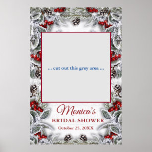 Holly Berry Pine Rustic  Bridal Shower Photo Prop Poster