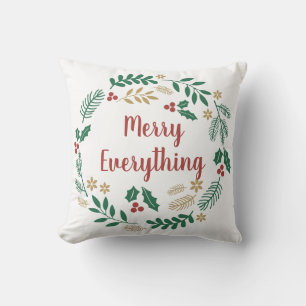 Holly Berry Pine Wreath Merry Everything Photo Cushion