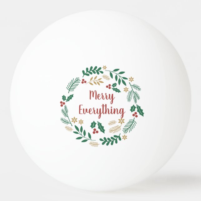 Holly Berry Pine Wreath Merry Everything Photo  Ping Pong Ball (Front)