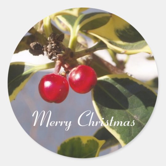 Holly & Berry Round Sticker