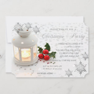 Holly Berry,Snowflakes,Stars, Corporate Party Invitation