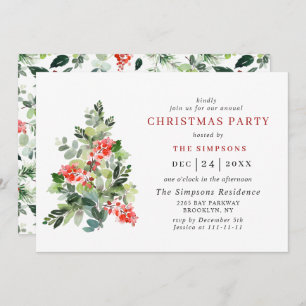 Holly Berry Tree Holiday CHRISTMAS PARTY Invitation
