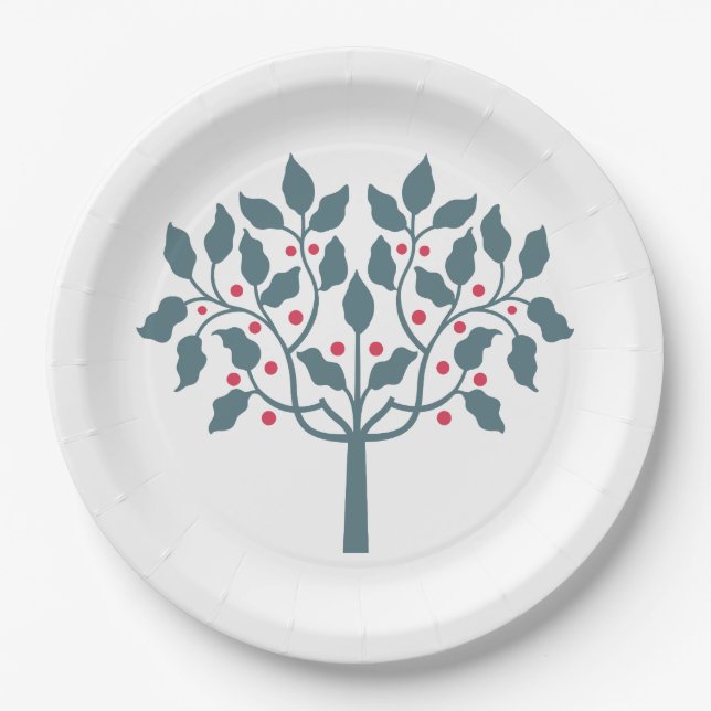 Holly berry tree paper plate (Front)