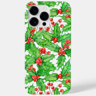 Holly berry watercolor Christmas pattern Case-Mate iPhone 14 Pro Max Case