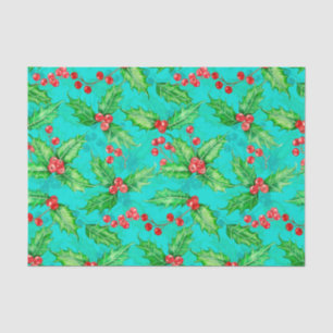 Holly berry watercolor tissue paper