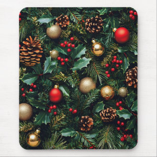 Holly Berry Winter Wonderland Mouse Pad
