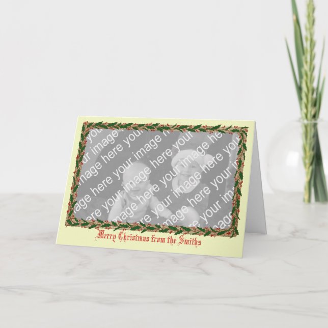Holly Border Photo Card (Front)