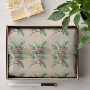 Holly Botanical Christmas Tissue Paper