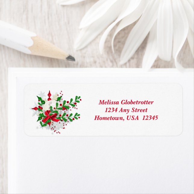 Holly & Bow Return Address Label (Insitu)