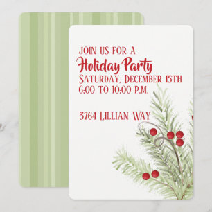 Holly Branch Holiday Invitation