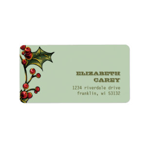 Holly Branch Holidays Address Labels