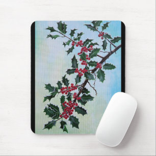 Holly Branch in Winter's Snow by Alfred Fox Mouse Pad