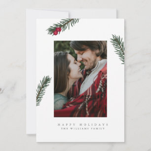 Holly Branches Christmas Photo Cards