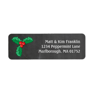 Holly Chalkboard Address Label Return Address Label