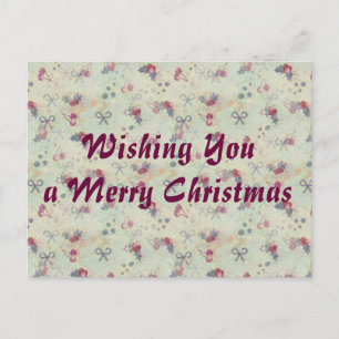 Holly, Cherries and Bows Christmas postcard