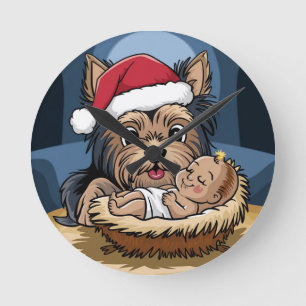 Holly chlid adored by yorkshire Terrier Round Clock